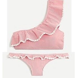 JCrew Seersucker Ruffle Bikini
